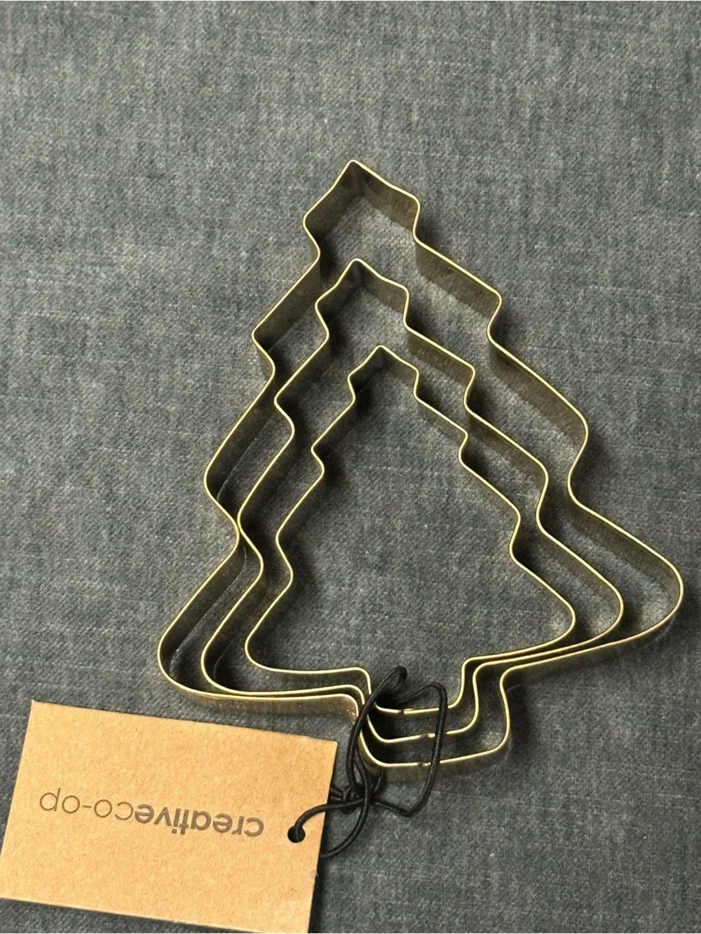 Creative Co-Op Gold Christmas Tree Cookie Cutters - Set of 3